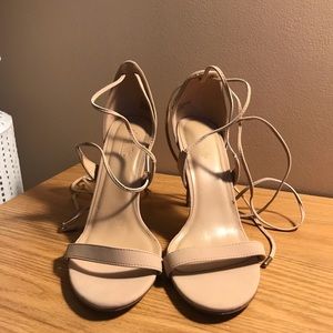 Lace up beige heels